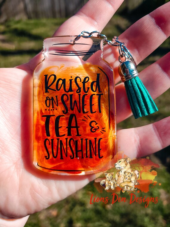 Sweet Tea Keychain Southern Keychain Mason Jar Keychain Etsy