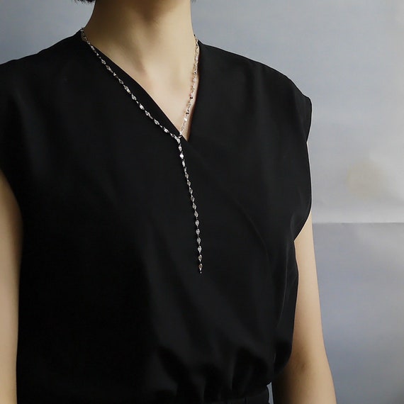 Sterling Silver Long Lariat Y Necklace 50cm 5cm Minimal Etsy