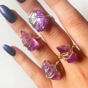 Amethyst crystal ring
