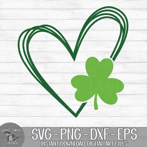 Saint Patrick's Day Heart - Instant Digital Download - svg, png, dxf, and eps files included! Shamrock, St. Patty's Day, Clover, Stripes