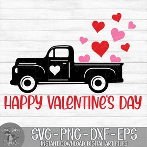 Happy Valentine's Day Truck - Instant Digital Download - svg, png, dxf, and eps files included! Hearts, Vintage Truck