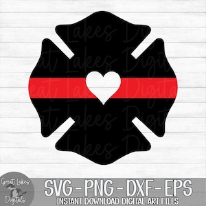 Firefighter Badge - Thin Red Line - Instant Digital Download - svg, png, dxf, and eps files included!