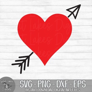 Heart and Arrow - Instant Digital Download - svg, png, dxf, and eps files included! Valentine&#39;s Day