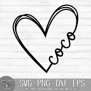 Coco Heart - Instant Digital Download - svg, png, dxf, and eps files included! Gift Idea, Mother&#39;s Day, Hand Drawn Heart