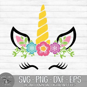 Unicorn - Instant Digital Download - svg, png, dxf, and eps files included! Floral, Flowers, Girl, Baby, Unicorn Files