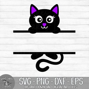 Halloween Cat Split Monogram Name Frame - Instant Digital Download - svg, png, dxf, and eps files included!