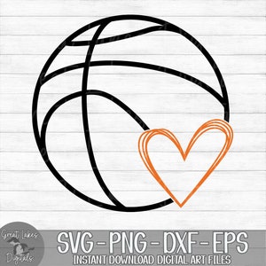 Basketball with Heart - Instant Digital Download - svg, png, dxf, and eps files included!