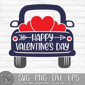 Happy Valentine's Day Truck - Instant Digital Download - svg, png, dxf, and eps files included! Hearts, Back of Truck, Boy