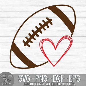 Football with Heart - Instant Digital Download - svg, png, dxf, and eps files included!