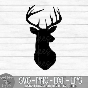 Deer Head, Buck - Instant Digital Download - svg, png, dxf, and eps files included!