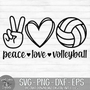 Peace Love Volleyball - Instant Digital Download - svg, png, dxf, and eps files included! Peace Hand, Heart