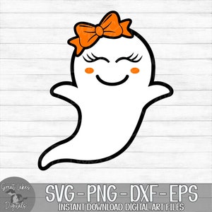 Ghost with Bow - Halloween, Girl - Instant Digital Download - svg, png, dxf, and eps files included!