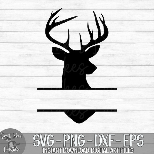 Hirsch-Split-Monogramm - Sofortiger digitaler Download - SVG-, PNG-, DXF- und EPS-Dateien enthalten! - Bock, Jagd, Geweih