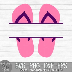 Sandals Monogram Split Name Frame - Instant Digital Download - svg, png, dxf, and eps files included! Beach, Flip Flops, Summer
