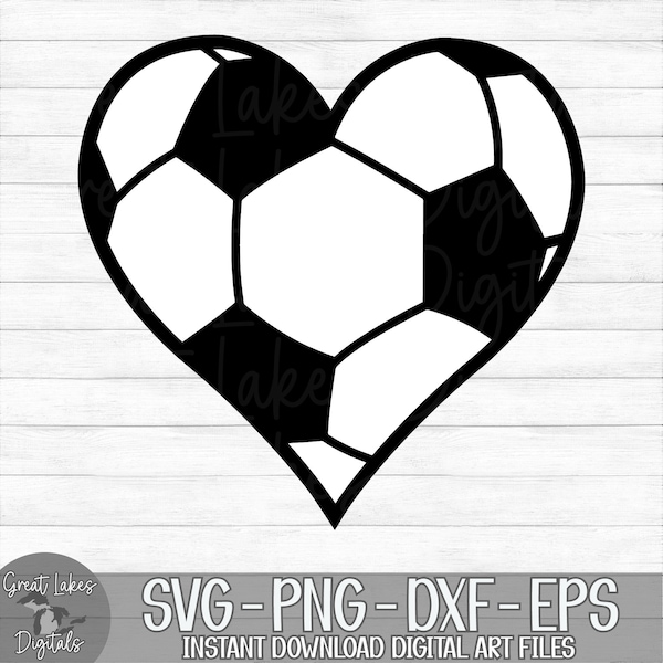 Soccer Ball Heart - Instant Digital Download - svg, png, dxf, and eps files included!