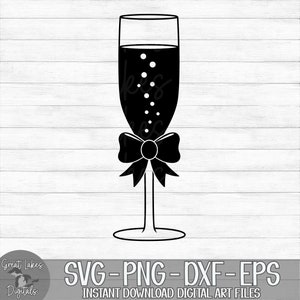 Champagne Glass - Instant Digital Download - svg, png, dxf, and eps files included! New Years, New Years Eve, Bow
