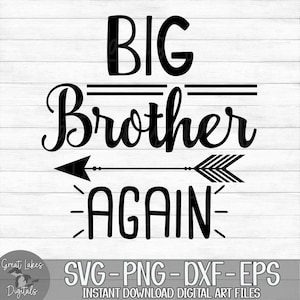 May include: Black and white graphic design with the text "BIG Brother AGAIN" with an arrow pointing to the right. The text is in a stylized font.