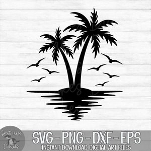 Palm Trees - Instant Digital Download - svg, png, dxf, and eps files included! Vacation, Summer, Tropical, Ocean, Water, Birds