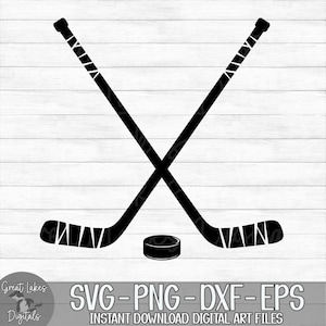 Crossed Hockey Sticks & Hockey Puck - Instant Digital Download - svg, png, dxf, and eps files included!