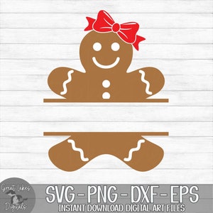 Gingerbread Girl - Instant Digital Download - svg, png, dxf, and eps files included! Christmas, Monogram, Split Name Frame