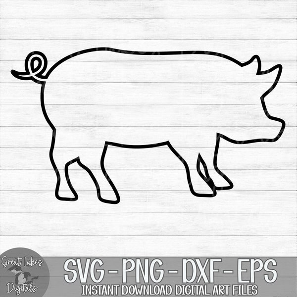 Pig - Instant Digital Download - svg, png, dxf, and eps files included! Pig Outline, Farm Animals, Farm Pig