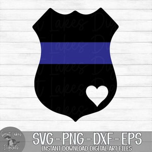 Police Badge - Thin Blue Line, Heart - Instant Digital Download - svg, png, dxf, and eps files included!