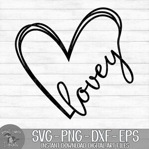Lovey Heart - Instant Digital Download - svg, png, dxf, and eps files included! Gift Idea, Hand Drawn Heart