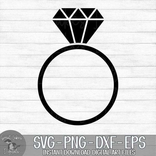 Wedding Ring, Engagement Ring - Instant Digital Download - svg, png, dxf, and eps files included! Diamond, Marriage