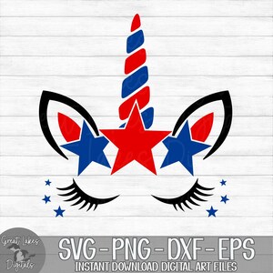 4th of July Unicorn - Instant Digital Download - svg, png, dxf, and eps files included!