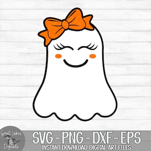 Ghost with Bow - Halloween, Girl - Instant Digital Download - svg, png, dxf, and eps files included!