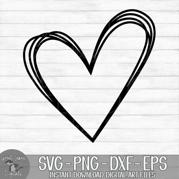 Hand Drawn Heart, Doodle Heart, Scribble Heart - Instant Digital Download - svg, png, dxf, and eps files included!