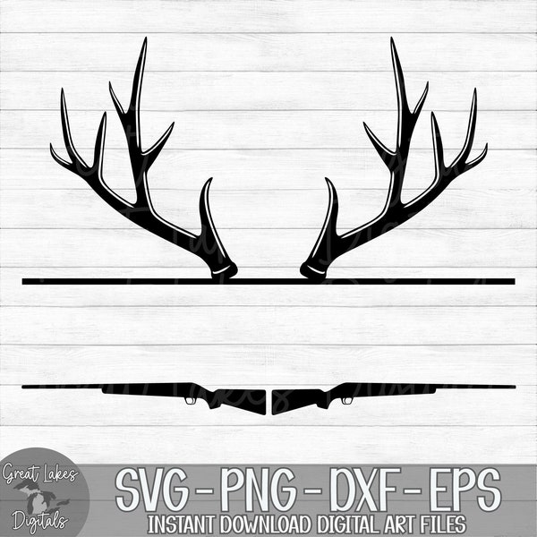 Hunting Split Monogram - Instant Digital Download - svg, png, dxf, and eps files included! Deer, Buck, Antlers, Rifles