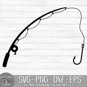 Fishing Pole - Instant Digital Download - svg, png, dxf, and eps files  included! Fishing Hook, Fishing Rod