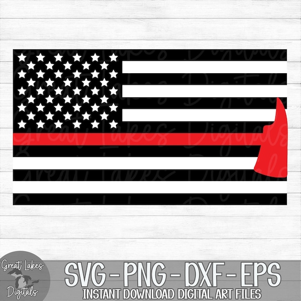 Firefighter Flag - Thin Red Line - Instant Digital Download - svg, png, dxf, and eps files included!