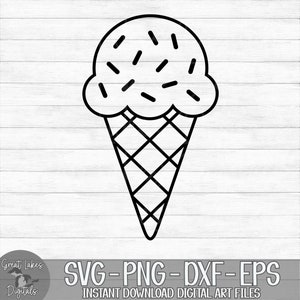 Ice Cream Cone - Instant Digital Download - svg, png, dxf, and eps files included! Summer, Sweets, Outline, Sprinkles