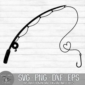 Fishing Pole Instant Digital Download Svg, Png, Dxf, and Eps Files Included Fishing  Hook, Fishing Rod, Heart 