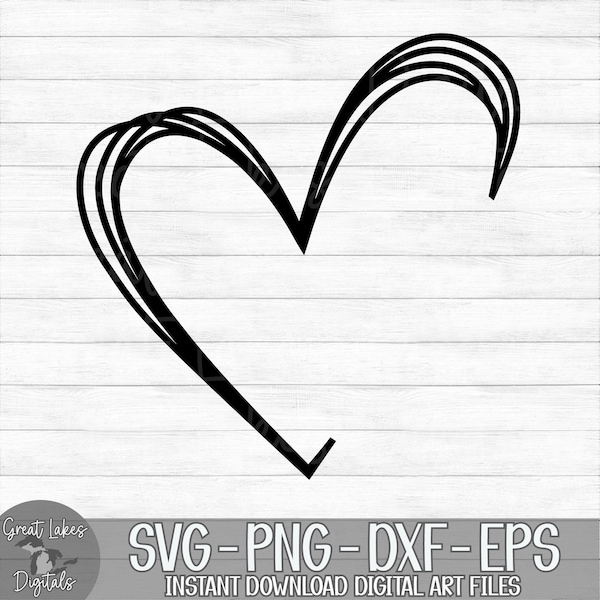 Heart - Instant Digital Download - svg, png, dxf, and eps files included! Hand Drawn, Scribble, Monogram, Name Frame