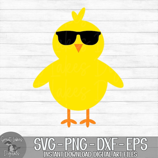 Easter Chick with Sunglasses - Instant Digital Download - svg, png, dxf, and eps files included!