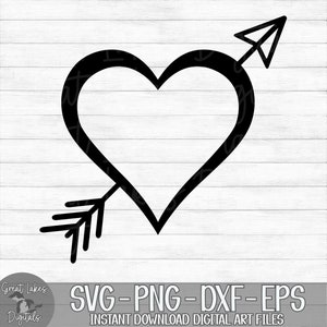 Heart and Arrow - Instant Digital Download - svg, png, dxf, and eps files included! Valentine&#39;s Day