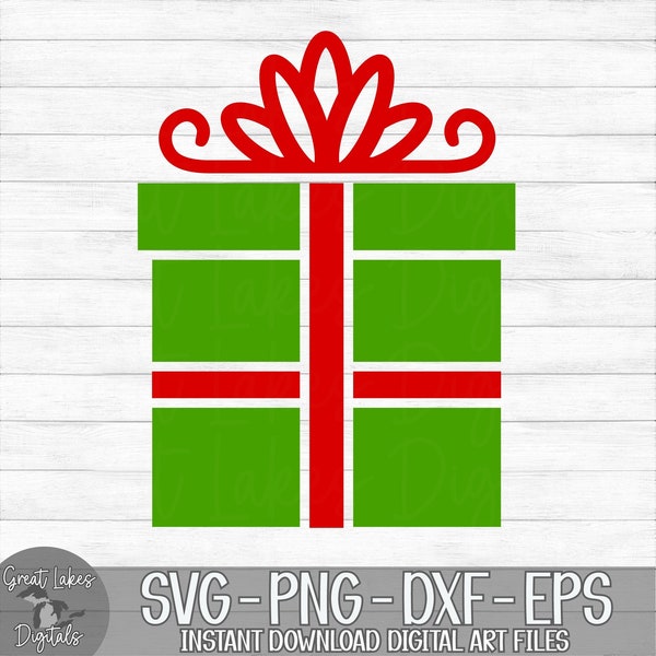 Christmas Present - Instant Digital Download - svg, png, dxf, and eps files included! Gift Box, Christmas Gift