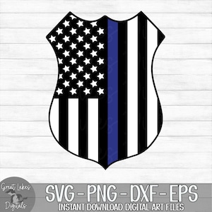 Police Badge - American Flag, Thin Blue Line - Instant Digital Download - svg, png, dxf, and eps files included!