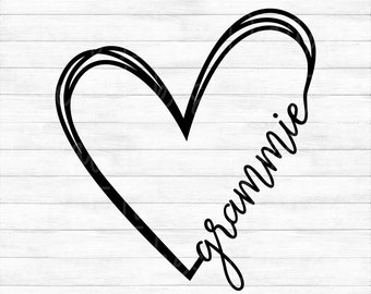 Grammie Heart - Instant Digital Download - svg, png, dxf, and eps files included! Gift Idea, Mother's Day, Hand Drawn Heart