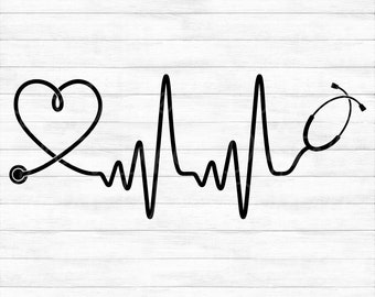 Heartbeat Nurse Doctor Lifeline EKG Stethoscope | Etsy