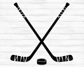 Crossed Hockey Sticks & Hockey Puck - Instant Digital Download - svg, png, dxf, and eps files included!