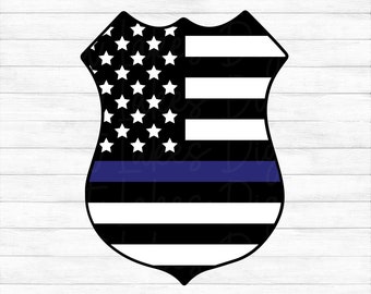 Police Badge - American Flag, Thin Blue Line - Instant Digital Download - svg, png, dxf, and eps files included!