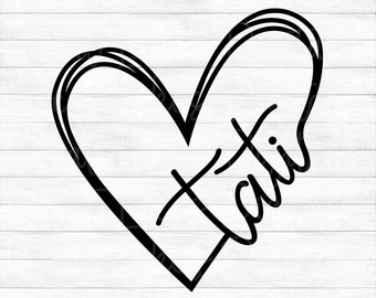 Tati Heart - Instant Digital Download - svg, png, dxf, and eps files included! Gift Idea, Hand Drawn Heart