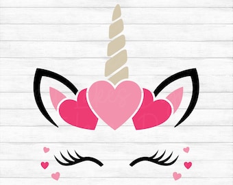 Valentine&#39;s Day Unicorn - Instant Digital Download - svg, png, dxf, and eps files included!