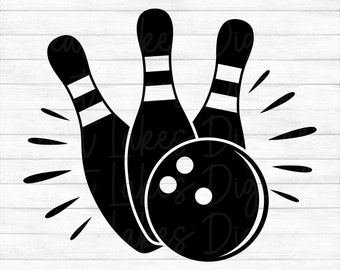 Bowling Ball & Pins - Instant Digital Download - svg, png, dxf, and eps files included!
