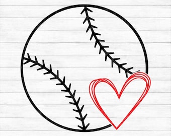 Baseball with Heart - Instant Digital Download - svg, png, dxf, and eps files included! Softball Heart
