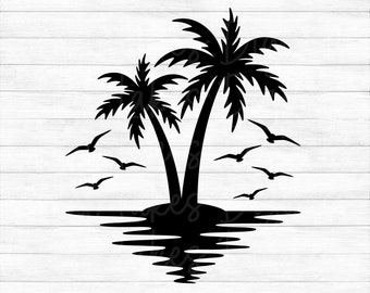 Palm Trees - Instant Digital Download - svg, png, dxf, and eps files included! Vacation, Summer, Tropical, Ocean, Water, Birds
